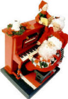 Santa at the piano playing Christmas songs